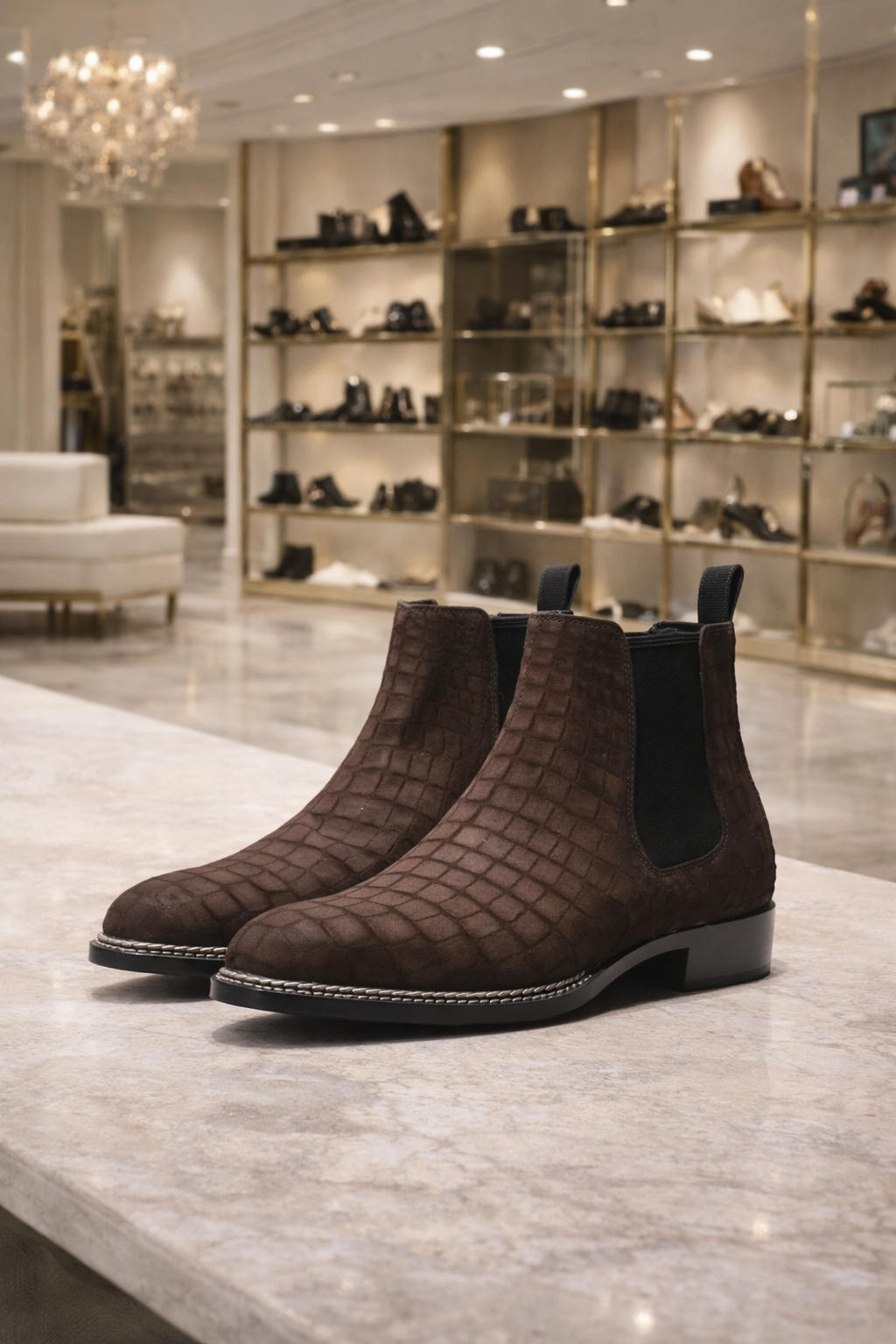 Men Crocodile Boots Frosted Crocodile Skin