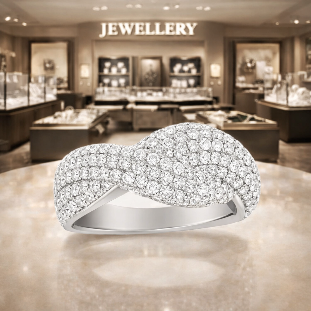 18K White Gold Cluster 2 1/4 Cttw Diamond Fashion Ring