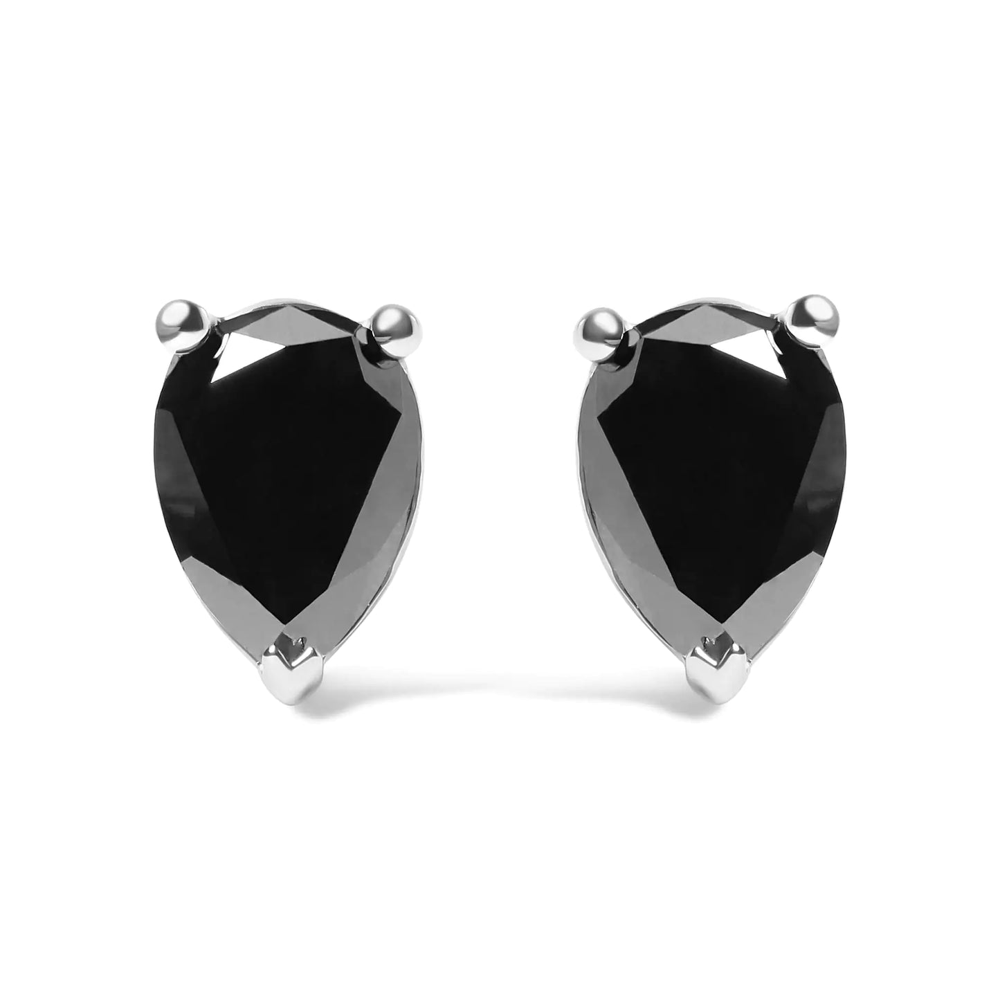 14K White Gold 3.00 Cttw Black Pear Shaped Diamond Solitaire Stud Earrings Jewellery
