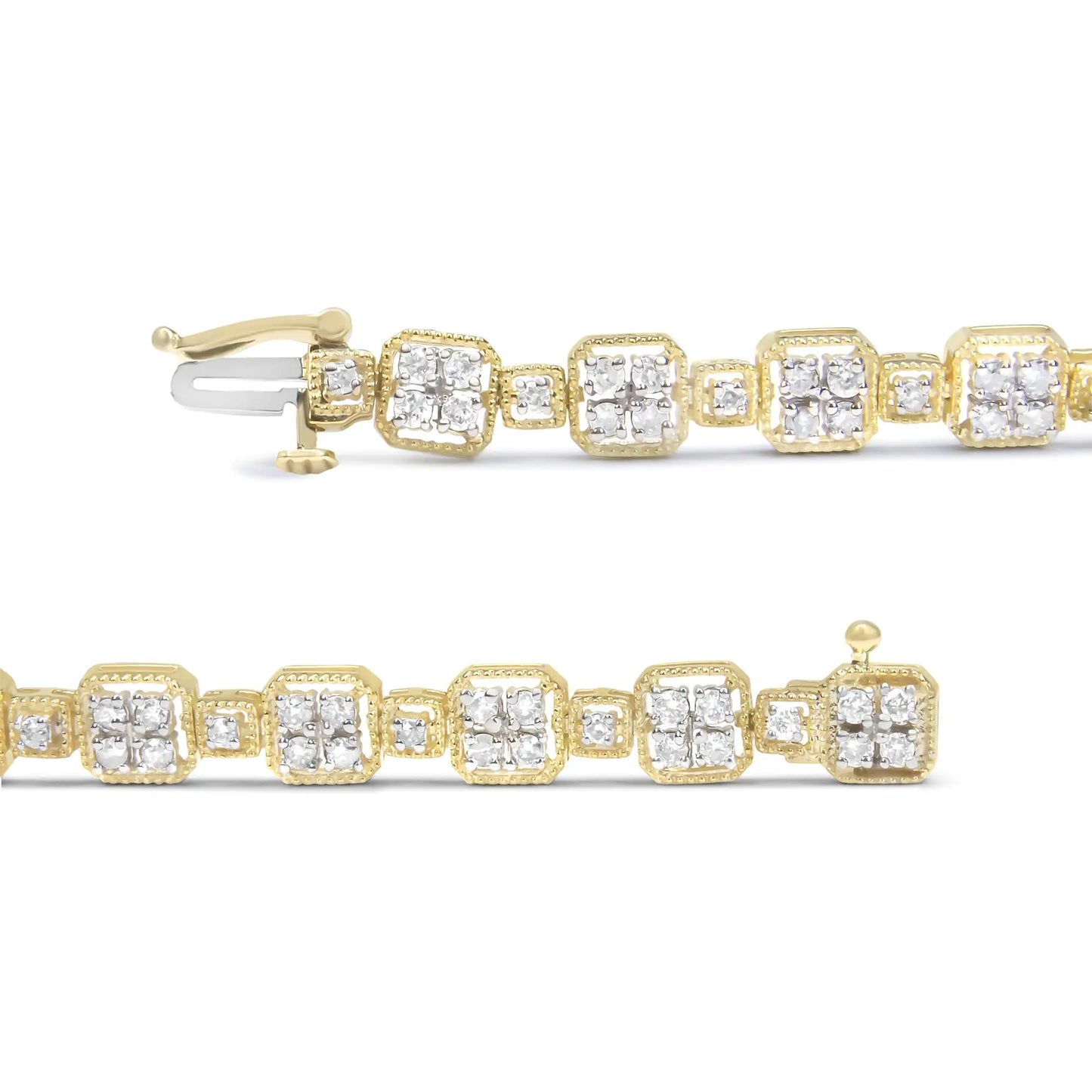 10K Yellow Gold 2.0 Cttw Diamond Square Link Bracelet