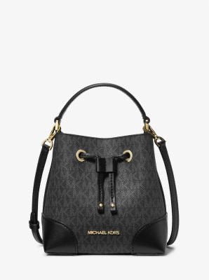 Michael Kors Mercer Small Black Signature Bucket Crossbody Bag