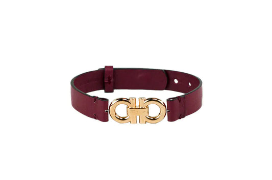Salvatore Ferragamo Pomegranate Reversible Double Gancini Hook Leather Bracelet