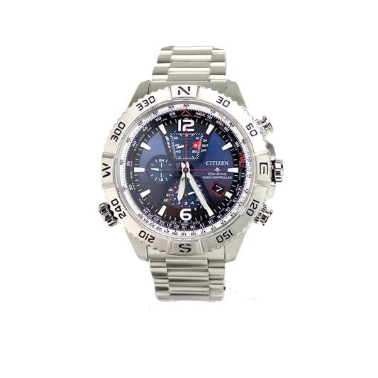 Authentic Citizen Promaster Navihawk AT Silver Stainless Steel Blue Dial Watch