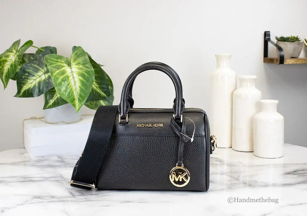 Michael Kors Travel XS Black Leather Duffle Crossbody Bag
