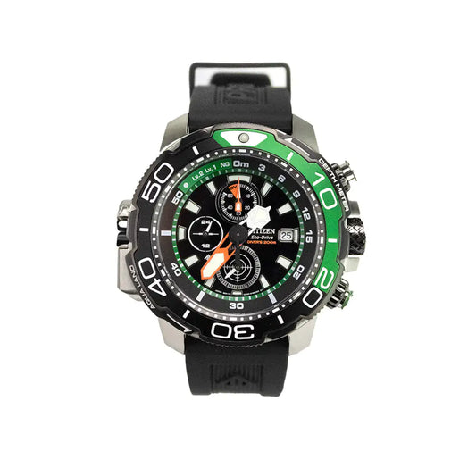 Authentic Citizen Promaster Aqualand Green Titanium Bezel Black Strap Watch