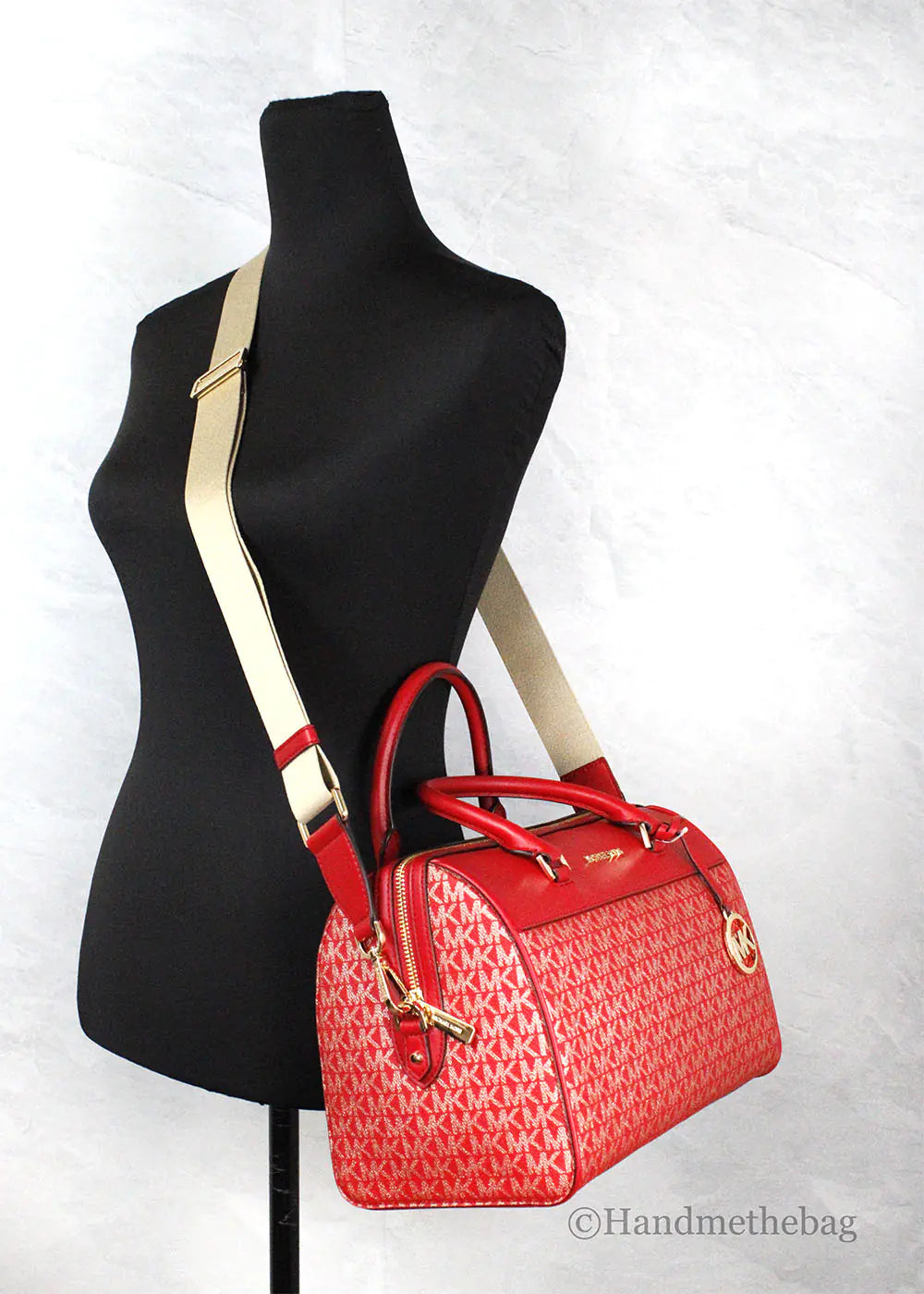 Michael Kors Travel Medium Bright Red Signature PVC Duffle Bag