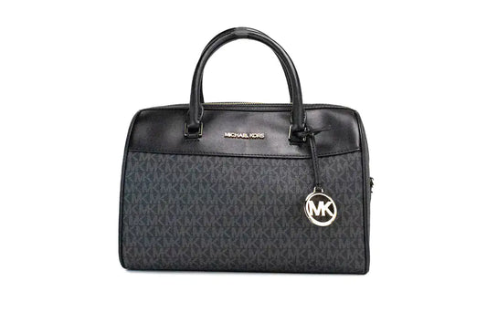 Michael Kors Travel Medium Black Signature PVC Duffle Crossbody Handbag