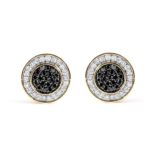 Men's 10K Yellow Gold White and Black Treated Diamond Earring