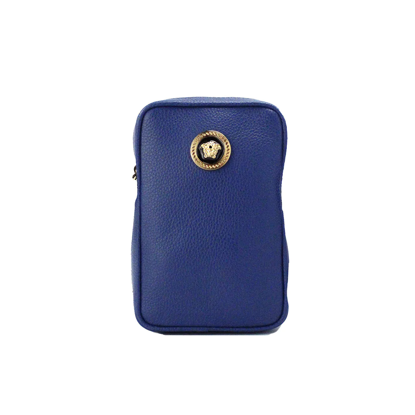 Versace Mini Navy Leather Medusa Pendant Crossbody