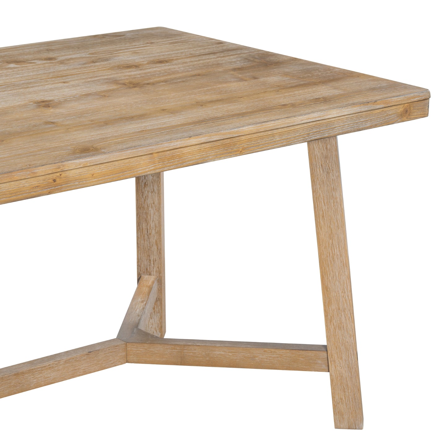 TREXM 6-piece Retro Farmhouse Style Dining Set, Rectangular Table And 4 Upholstered Chairs With Ratt