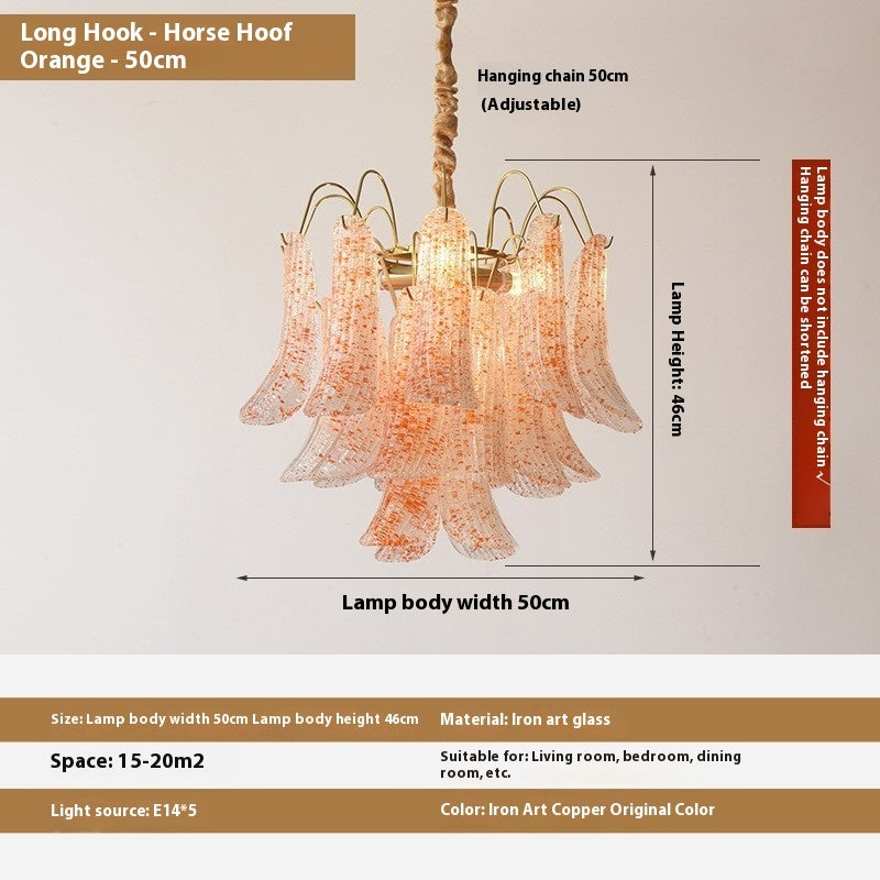 Crystal Shell Chandelier Retro Color Bedroom Glass Lamp