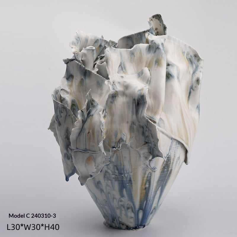 New Chinese-style Handmade Sculpted Ceramic Vase Ornament