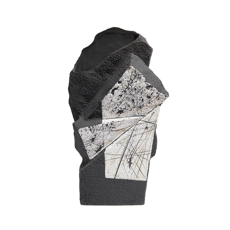 Black And White Slanted-Vase Creative Home Flower Arrangement