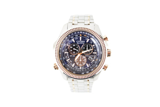 Authentic Citizen Men's Eco Drive Chronograph Two-Tone Stainless Steel Watch.