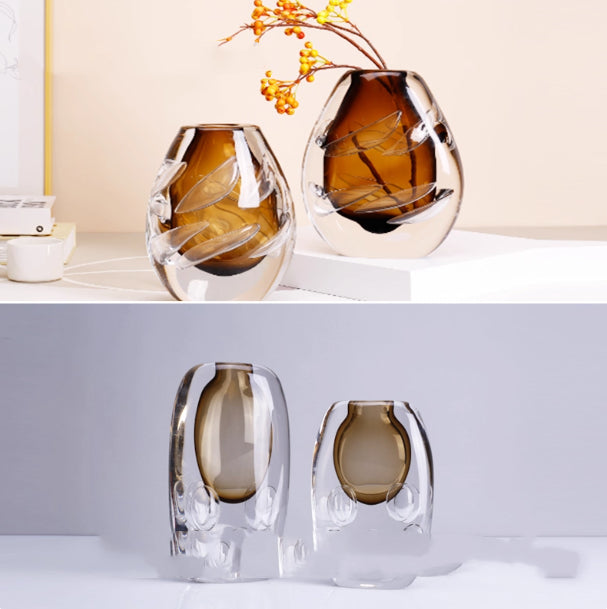 Luxury Minimalist Modern Heavy Glass Vase Flower Container
