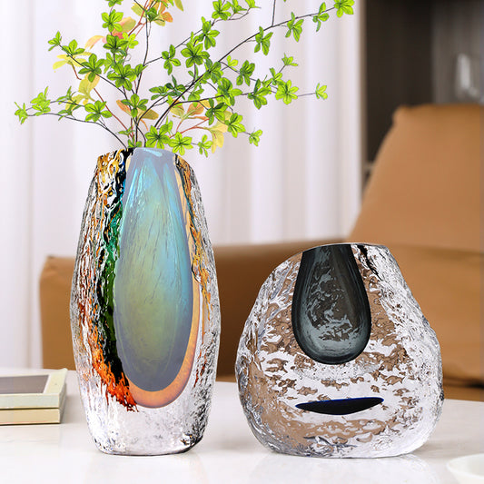 Transparent Glass Vase For Floral Arrangements In A Light-luxury, High-end Living Roommodern, Minimalist, And Artistic