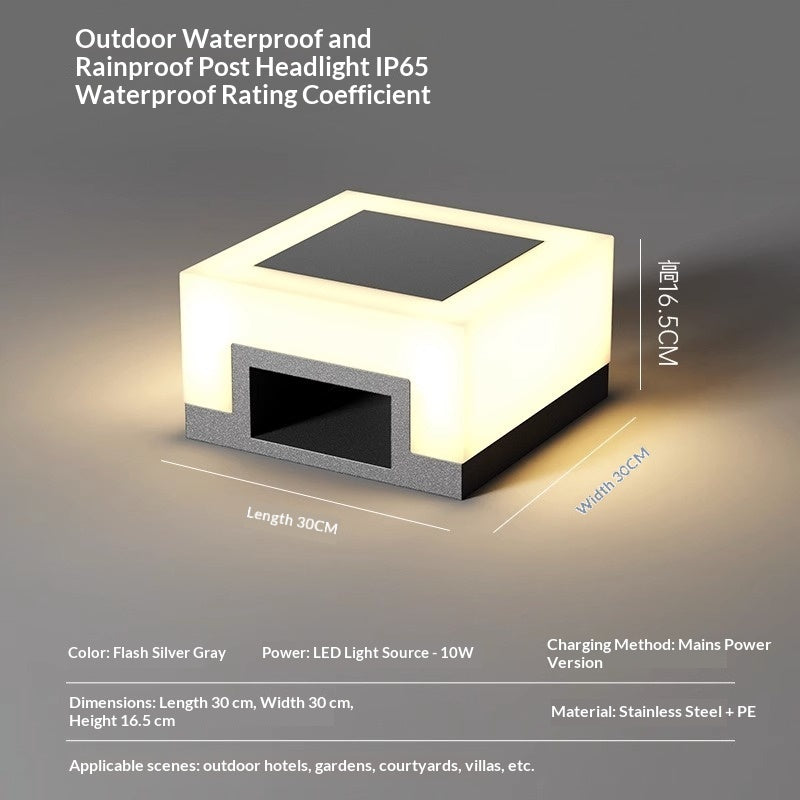 Modern Minimalist Outdoor Solar-powered Stainless Steel Waterproof Courtyard Lights