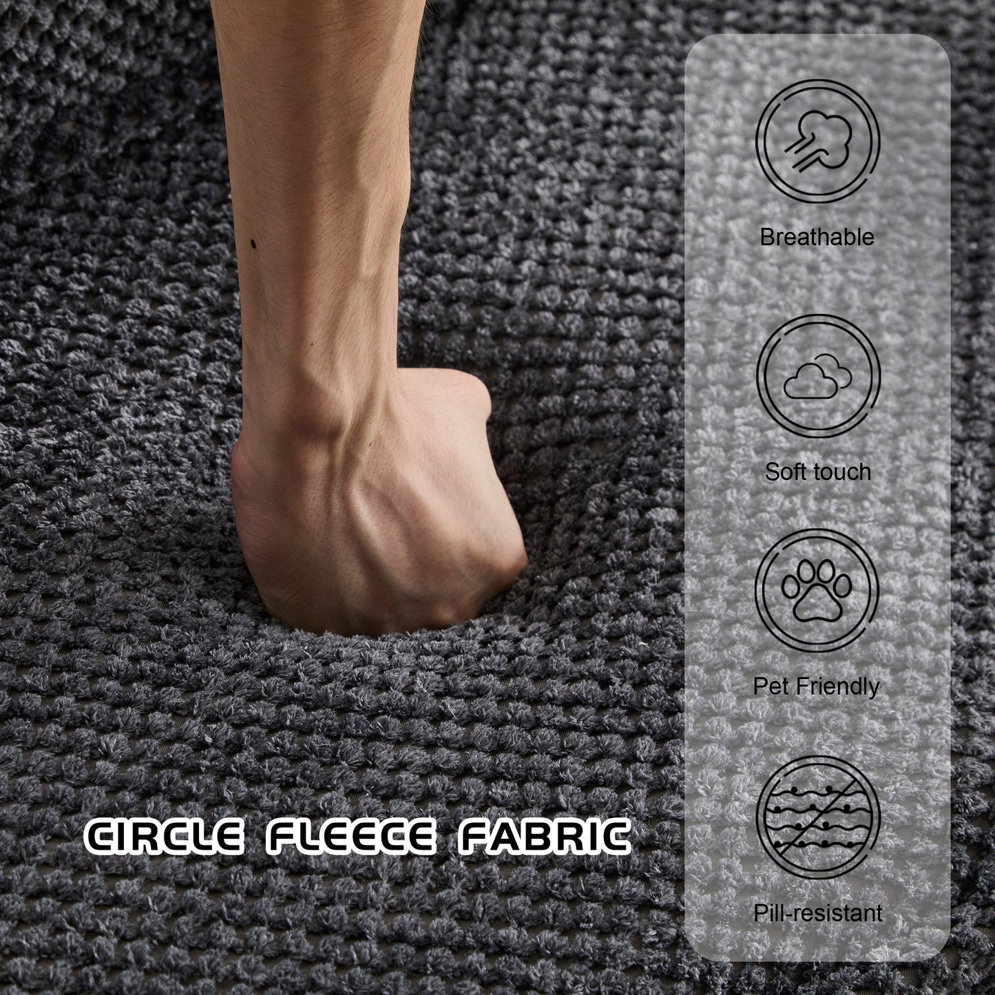 Compression Mahjong Sofa,Convertible Floor Sofa Bed,DIY Boneless Modular Sectional Sofa,No Assembly Required,Circle Fleece Fabric,Oversized 4 Seater With 1 Ottoman,Dark-grey