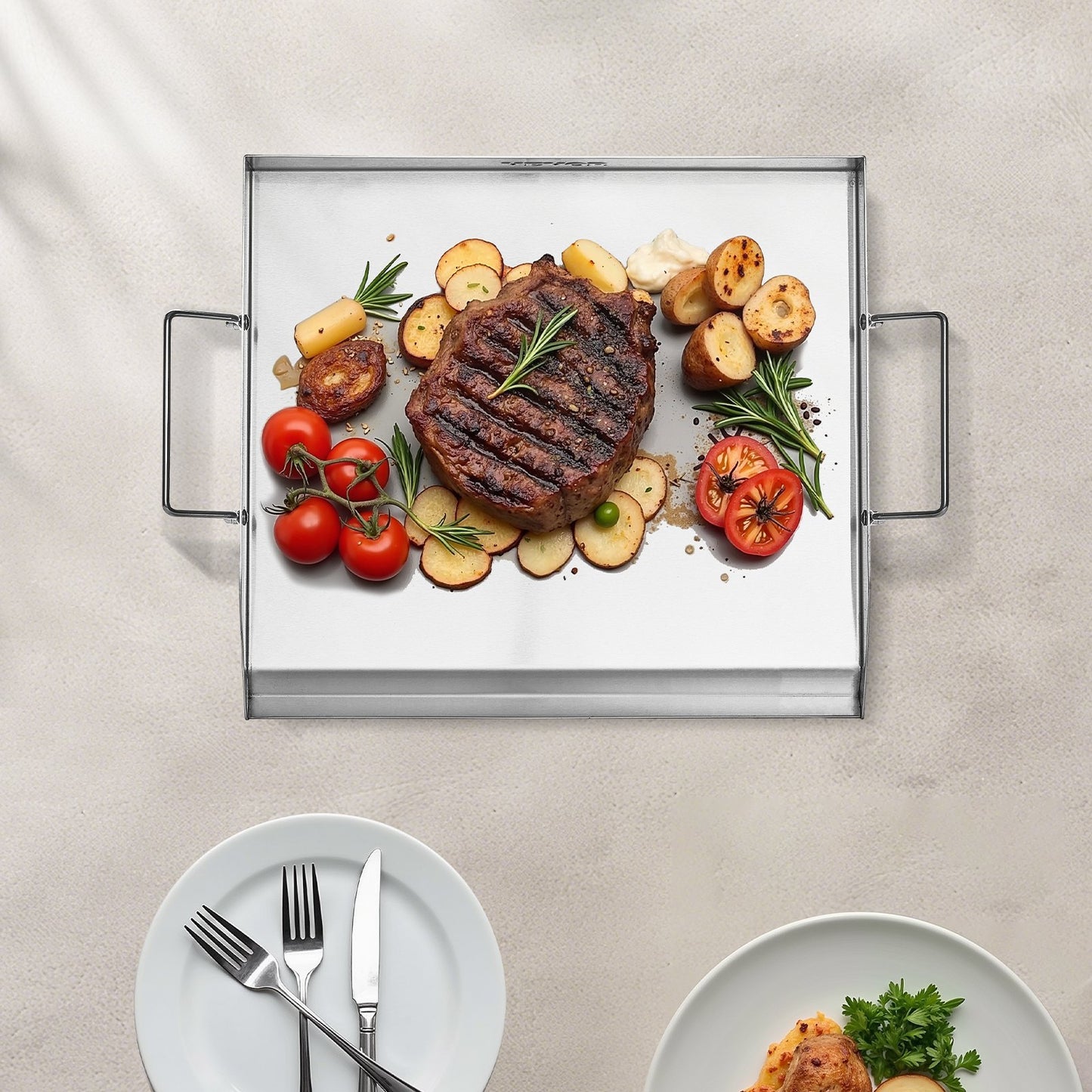 18x16 In Flat Top Griddle Stainless Steel Universal BBQ Grill Pan Cookware