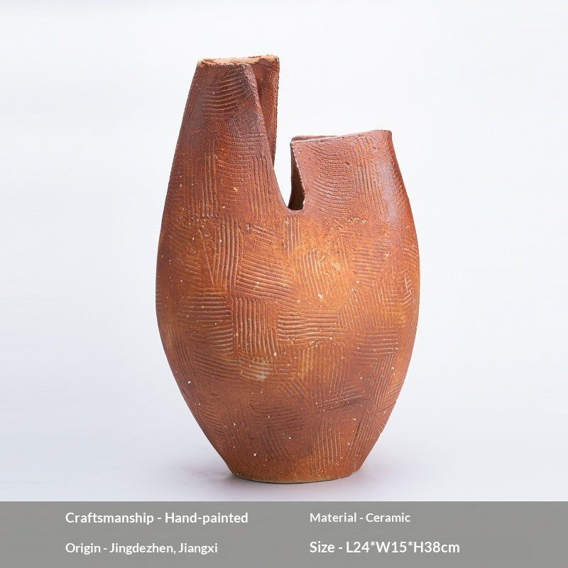 New Chinese Wabi-Sabi Style Creative Hand-Painted Ceramic Vase With Graffiti Design