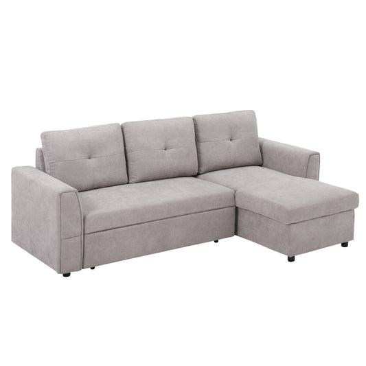 3 Seater Sofa Bed, Pull Out Sofa Bed With Storage For Living Room, Light Grey