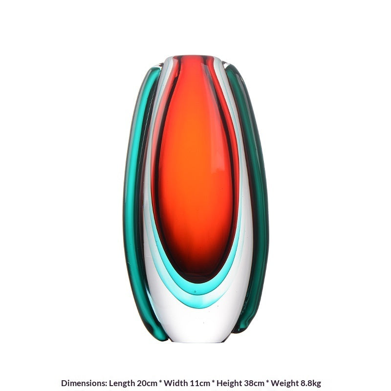 High-end Light-luxury Wabi-sabi-style Glazed Vase In Red And Blue