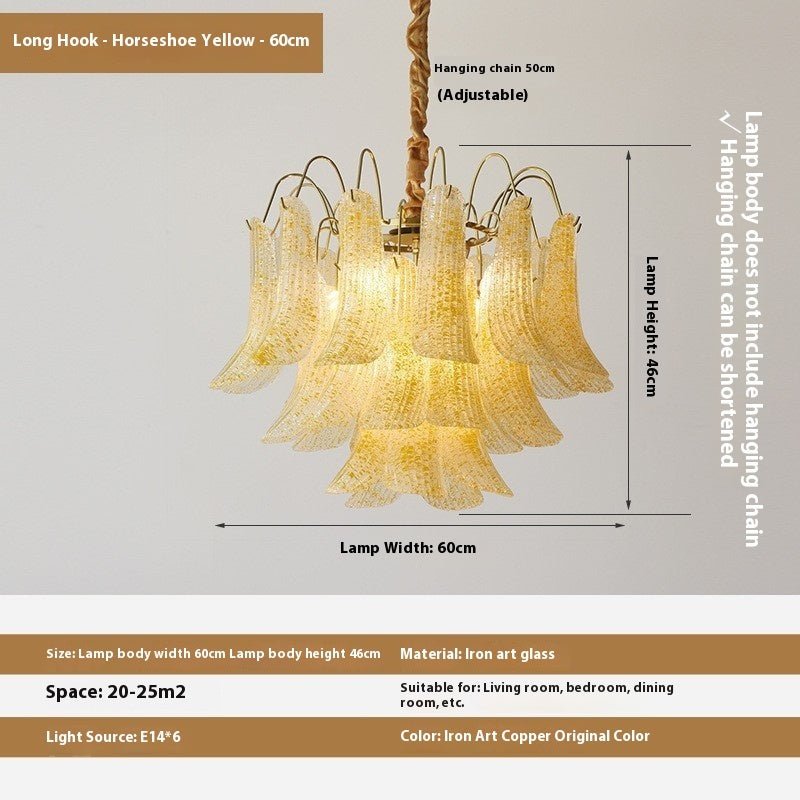 Crystal Shell Chandelier Retro Color Bedroom Glass Lamp