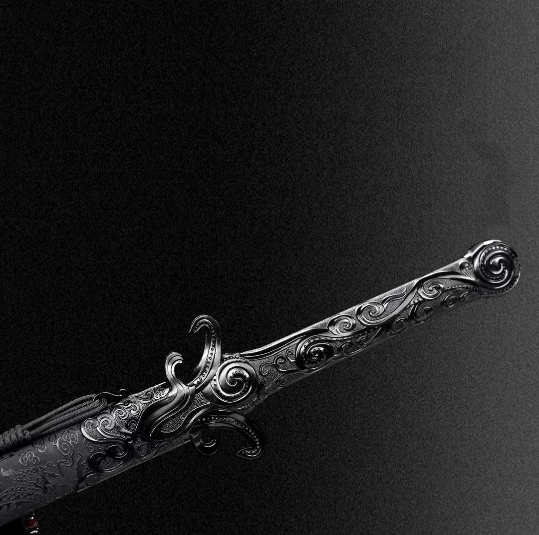 Yuling - Black Integral Sword High Manganese Steel  Self-Defense Cold Weapon  Collection Grade  Unsharpened