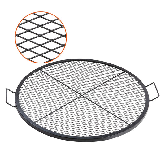 X-Marks Fire Pit Grill Grate, Round Cooking Grate, Heavy Duty Steel Campfire BBQ Grill Grid With Handle And Support X Wire, Portable Camping Cookware For Outside Party & Gathering, 36 Inch Black