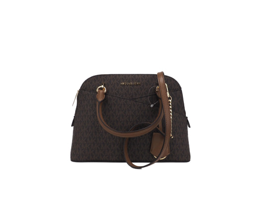 Michael Kors Jet Set Travel Medium Brown Signature PVC Dome X Cross Satchel Bag