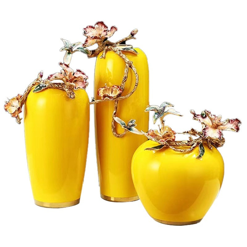 Light Luxury Enamel Vase American Living Room Desktop Ceramic