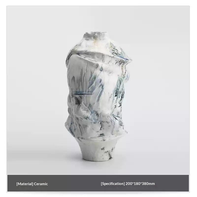 Wabi-sabi-style Vintage Handcrafted Ceramic Vase With A Narrow Opening And Minimalist Lines