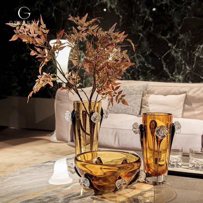 Italian Light Luxury Modern Handcrafted Crystal Glass Vase