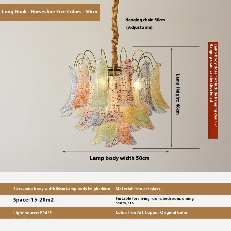 Crystal Shell Chandelier Retro Color Bedroom Glass Lamp