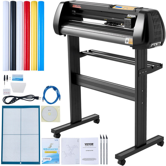 Vinyl Cutter Machine, Upgraded 28 Inch Paper Feed Cutting Plotter Bundle, Adjustable Force & Speed Vinyl Printer With Powerful Stepper Motors, Signmaster Software Compatible With Windows System