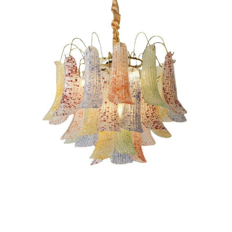 Crystal Shell Chandelier Retro Color Bedroom Glass Lamp
