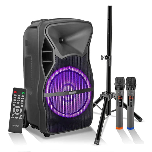 Party Speaker Karaoke Boombox + 2 Wireless Mics