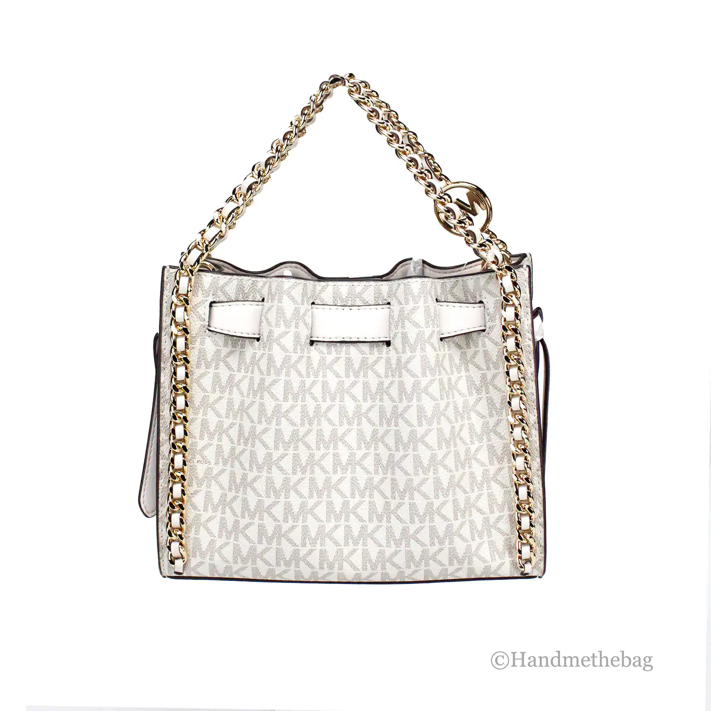 Michael Kors Mina Belted Cream PVC Chain Crossbody Bag