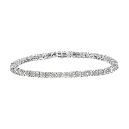 Sterling Silver Diamond Illusion-Set Miracle Plate Tennis Bracelet