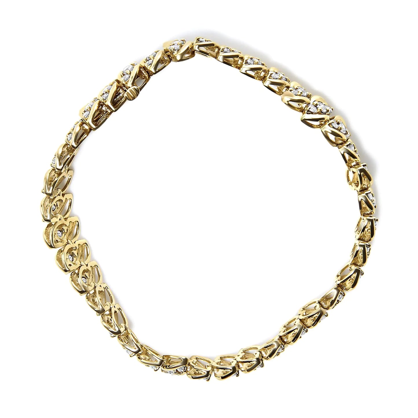 10K Yellow Gold 5.0 Cttw Diamond Double Row S-Link Cuban Bracelet jewellery
