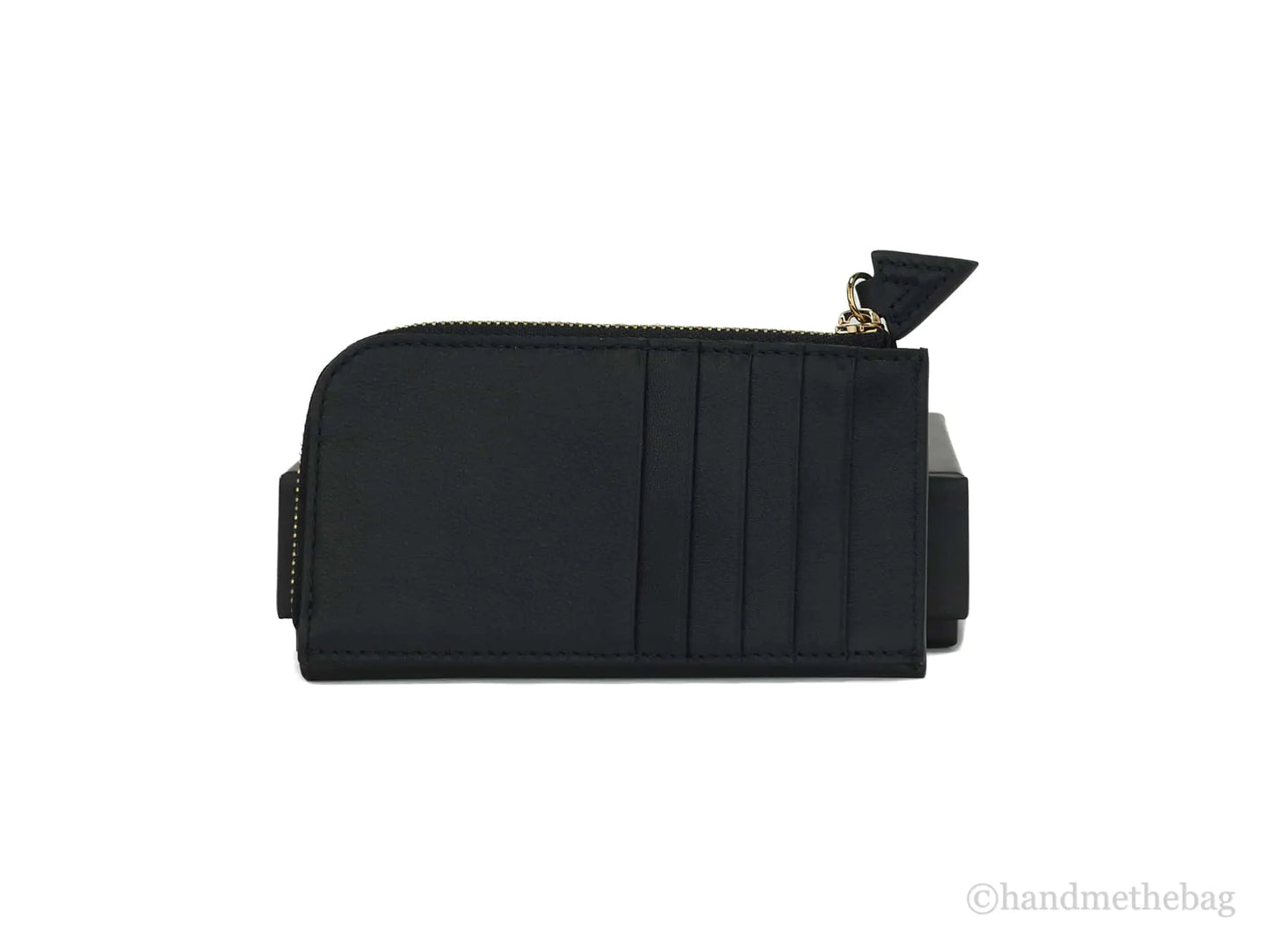 Versace Small Black Leather Matte Medusa Zip Card Case