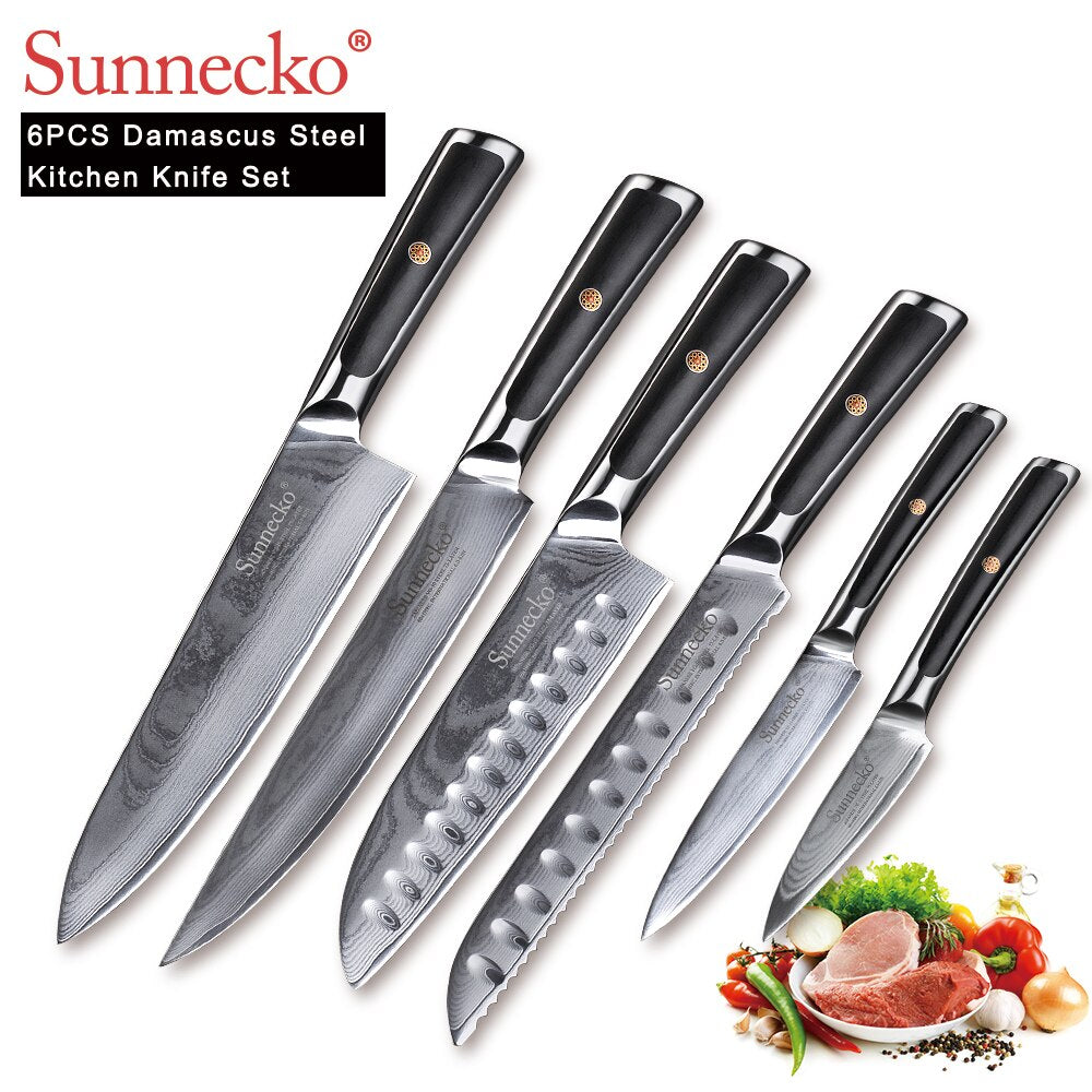 100% Original SUNNECKO 6PCS Kitchen Knives Set