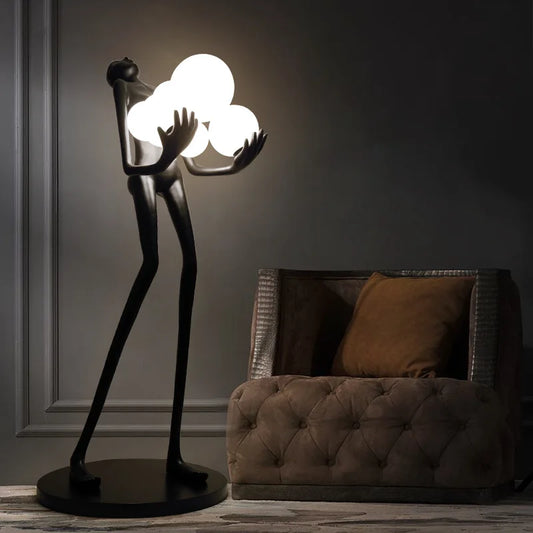 Figure Art Sculpture Ball Holding Floor Lamp