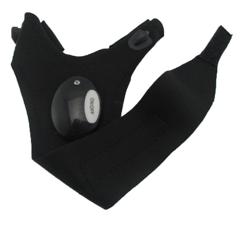 Outdoor Fishing Magic Strap Fingerless Gloves Night Light Waterproof Fishing Gloves with LED lights