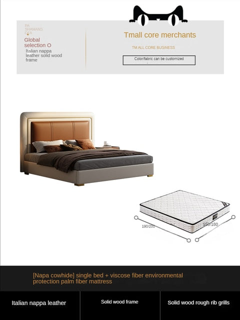 High-end luxury leather bed