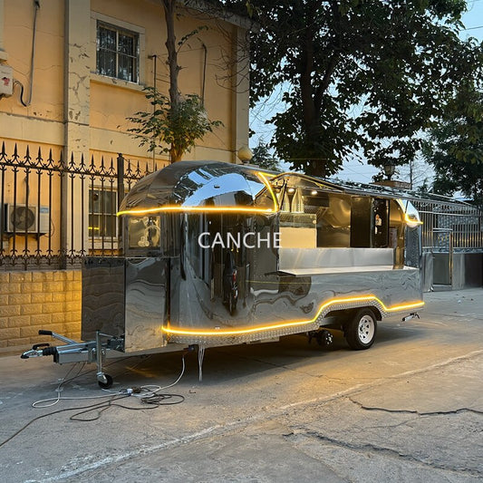New Barbecue Food Truck Van Kitchen Shining Square Trailer for Fast Food