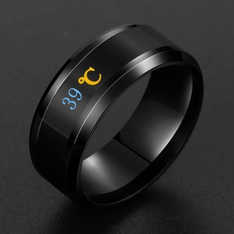 Smart Sensor Body Temperature Ring Stainless Steel Fashion Display Real-time Temperature Test Finger Rings