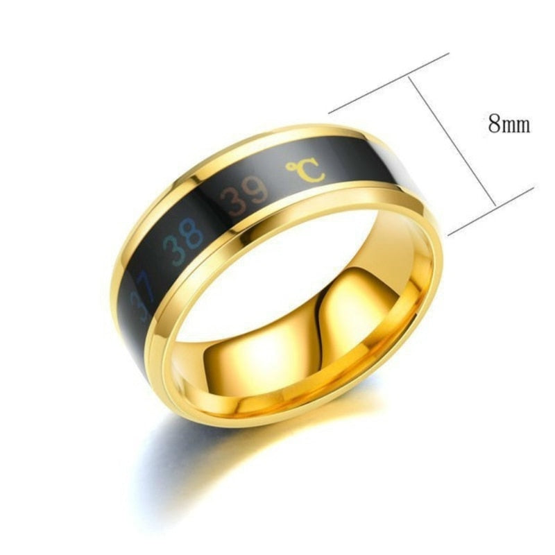 Smart Sensor Body Temperature Ring Stainless Steel Fashion Display Real-time Temperature Test Finger Rings