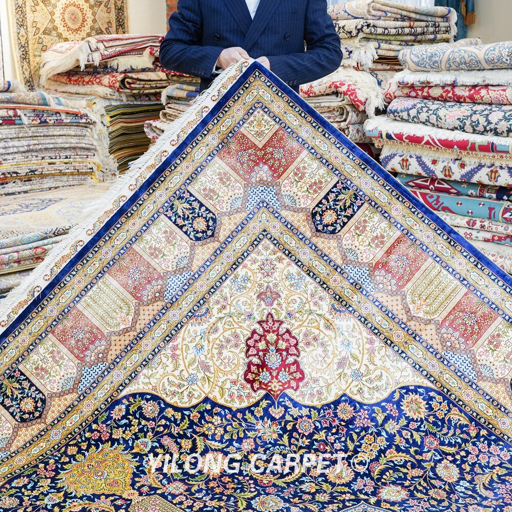 Handmade Oriental Rug Large Antique Blue Turkish Hand Knotted Carpet